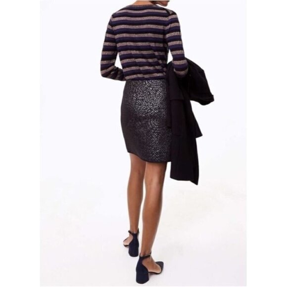 LOFT Skirt Womens 12 Shimmer Splash Mini Faux Wrap Silver Metallic Jaquard Boho - Picture 5 of 9